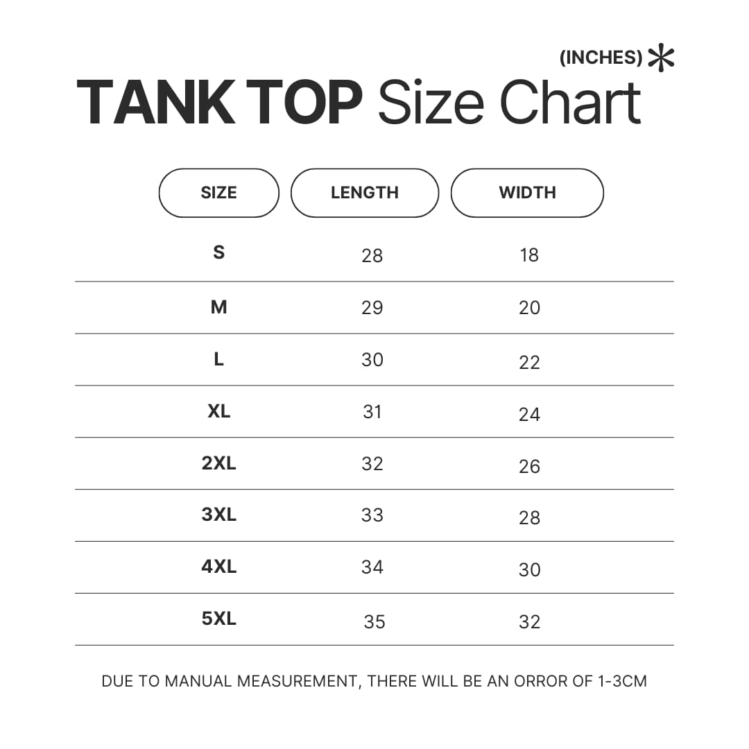 Tank Top Size Chart - Clash Of Clans Merch