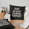 Eat Sleep Clash Repeat Funny Gift Throw Pillow Official Clash Of Clans Merch