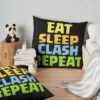 Eat Sleep Clash Repeat Funny Gift Throw Pillow Official Clash Of Clans Merch