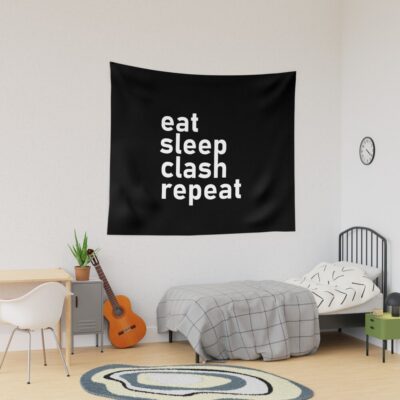 Eat Sleep Clash Repeat Tapestry Official Clash Of Clans Merch